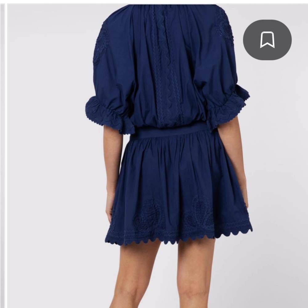 Juliet Dunn - Navy
Poplin Blouson Dress With Ric Rac Embroidery